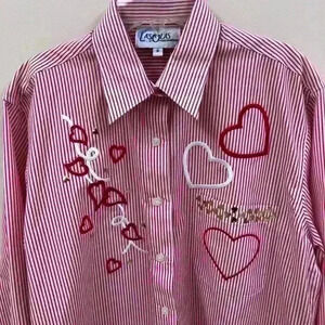 VTG Las Olas Red White Stripes Buttons Shirt